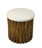 Moti Orlando Accent Table with Marble Top and Layered Wood 82004005