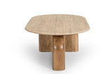 VIG Furniture Modrest Kellison - Modern Travertine Marble + Wood Oval Coffee Table VGBR-SBA-4807