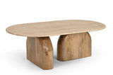 VIG Furniture Modrest Kellison - Modern Travertine Marble + Wood Oval Coffee Table VGBR-SBA-4807