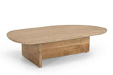 VIG Furniture Modrest Chisholm - Modern Travertine Marble + Wood Freeform Coffee Table VGBR-SBA-2536