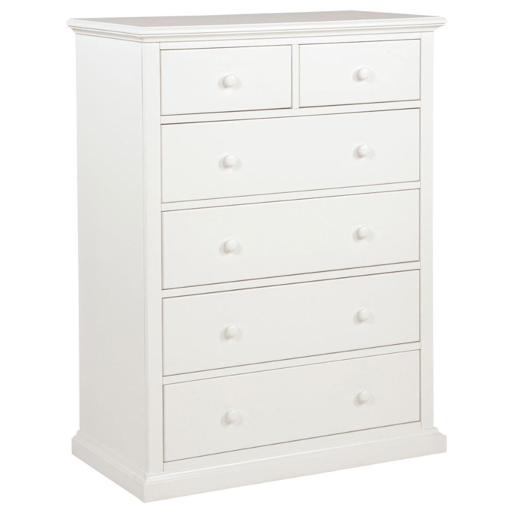 English Elm Anzio Six Drawer Tall Chest Matte Finish Modern Storage for Small Bedroom Spaces White B062P451787