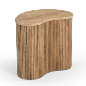 VIG Furniture Modern Matador - Modern Travertine Marble + Wood Freeform Coffee Table Set VGBR-SBA-2409-2408-2412-SET