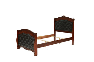 English Elm Dark Glam Full Size Bed Espresso Faux Leather Upholstered Headboard Footboard Elegant Frame Deluxe Comfort Cherry 47 L x 54 W x 6 H B011S00915