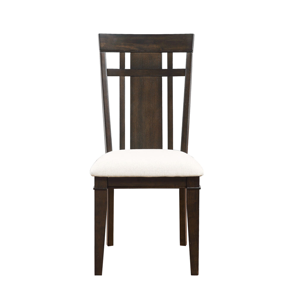 English Elm Dark Brown Makah Side Chairs Set of 2 – Oak Veneer, Beige Upholstery, Arts & Crafts Style Dining Seating B011P196947