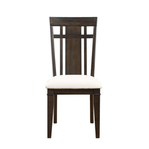 English Elm Dark Brown Makah Side Chairs Set of 2 – Oak Veneer, Beige Upholstery, Arts & Crafts Style Dining Seating B011P196947