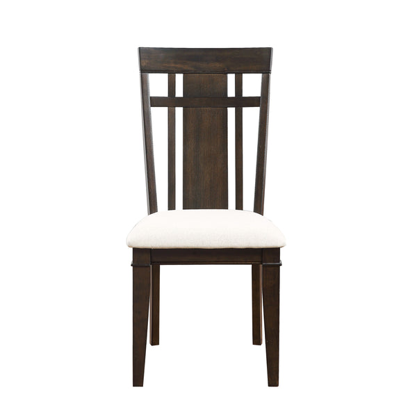 English Elm Dark Brown Makah Side Chairs Set of 2 – Oak Veneer, Beige Upholstery, Arts & Crafts Style Dining Seating B011P196947