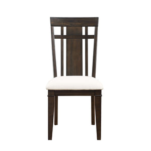 English Elm Dark Brown Oak Expandable Dining Set Arts and Crafts Style with Beige Upholstered Seats B011S00987