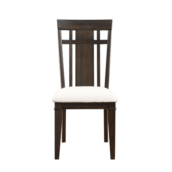 English Elm Dark Brown Oak Expandable Dining Set Arts and Crafts Style with Beige Upholstered Seats B011S00987