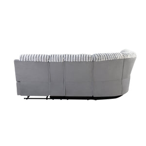 English Elm Bruni Grey Sectional with LED, Plush Upholstered 100% Polyester, Manual Recline, Medium-Firm Comfort B201S00309