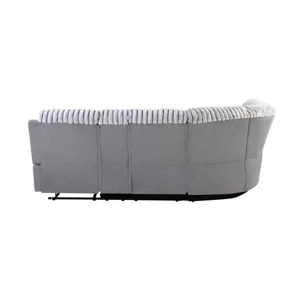 English Elm Bruni Grey Sectional with LED, Plush Upholstered 100% Polyester, Manual Recline, Medium-Firm Comfort B201S00309