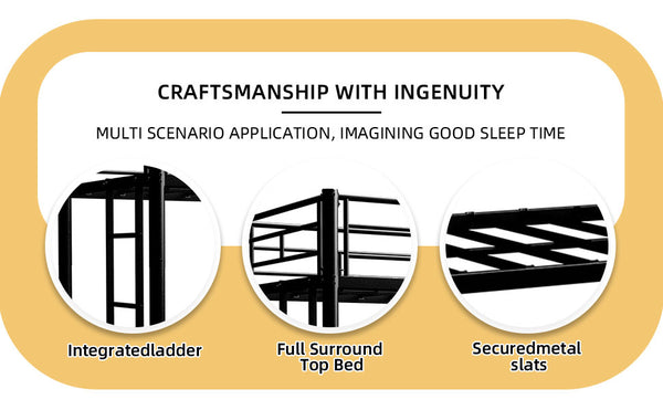 English Elm Twin Metal Bunk Bed for Kids - Durable Twin Over Twin Bedframe with Guardrails, Ladder, Convertible W1935P294047
