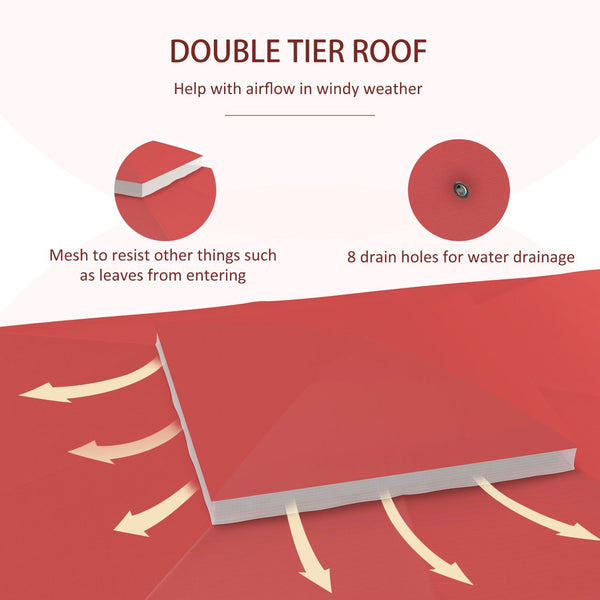 English Elm Outsunny 10' X 12' Two-Tier Gazebo Canopy Replacement Top, Wine Red, Easy Install With Drainage Holes W2225P174267-GIGA