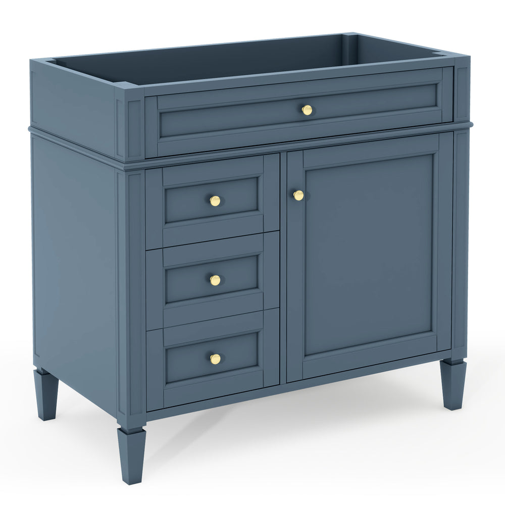 English Elm 36'' Modern Bathroom Vanity Cabinet With Solid Wood Frame, 2 Drawers, Tip-Out For Storage Needs N710P256582M