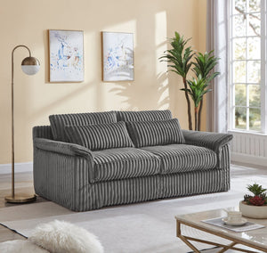 English Elm 74" Corduroy Loveseat Plush 2-seater Sofa with Pillow Arms for Compact Living Spaces Gray W1669P368988