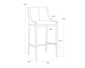 Sunpan DIONNE Barstool - Modern Design with Antique Brass Legs for Stylish Dining and Bar Areas Oatmeal 112415