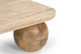 VIG Furniture Modrest Seadrift - Modern Travertine Marble + Wood Square Coffee Table VGBR-JTI-2569