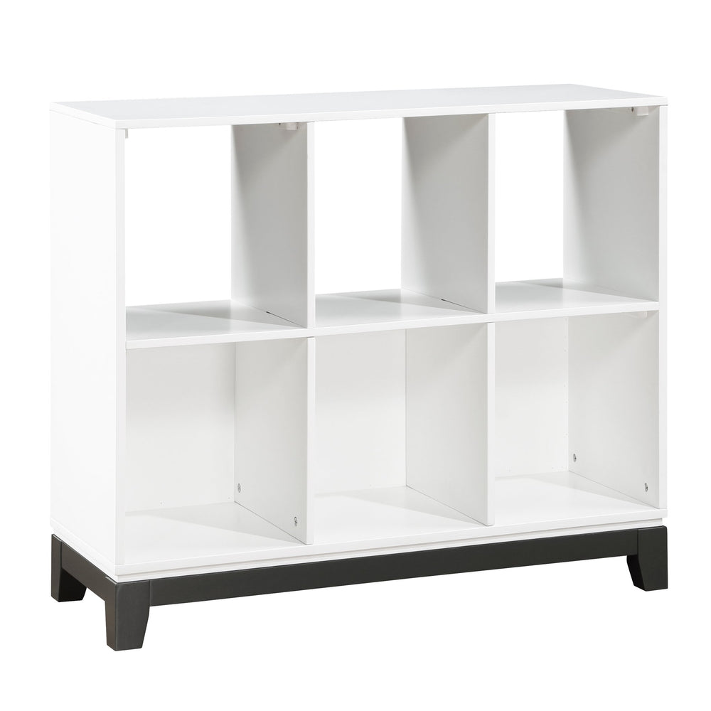 English Elm White Garretson 4-Shelf Bookcase with Rustic Contrast Base Rail — Transitional Wooden Storage for Living Room White 45.75 L x 19.75 W x 15.5 H B011P255288