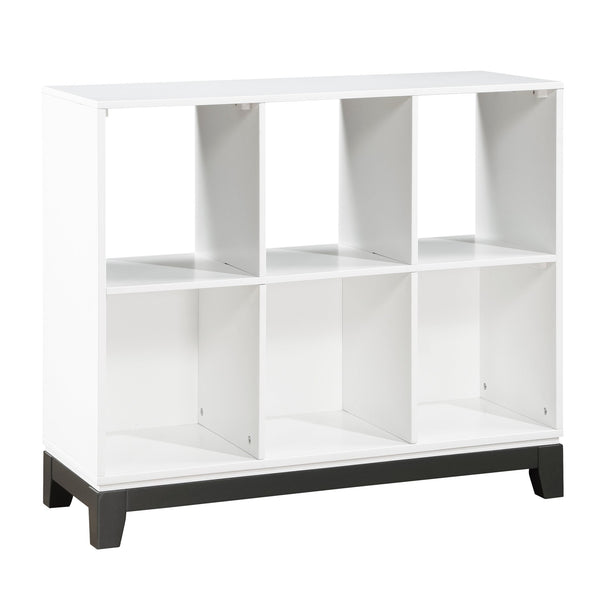 English Elm White Garretson 4-Shelf Bookcase with Rustic Contrast Base Rail — Transitional Wooden Storage for Living Room White 45.75 L x 19.75 W x 15.5 H B011P255288