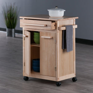 Winsome Wood Hackett Kitchen Utility Cart - Versatile Storage Solution With Natural Wood Finish & Mobility Features Natural Solid ,Composite Wood 82027-winsome-wood