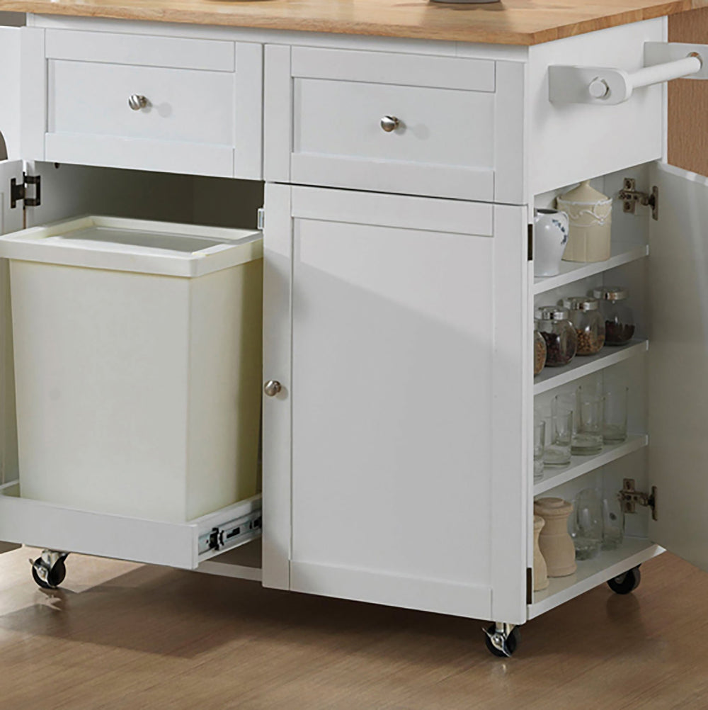 English Elm Silvain White Kitchen Cart with Drawers, Cabinets, Towel Racks & Hidden Side Spice Rack for Storage B062P340743