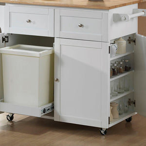 English Elm Silvain White Kitchen Cart with Drawers, Cabinets, Towel Racks & Hidden Side Spice Rack for Storage B062P340743