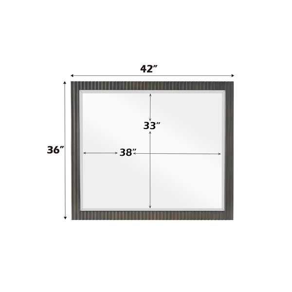 English Elm Clayten Espresso Finish Wall Mirror with Beveled Glass and Sturdy Rubberwood Frame, 38"x33" B2726P294788