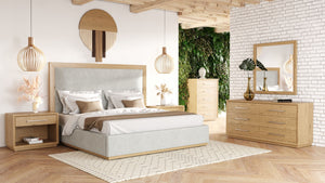 VIG Furniture Nova Domus Santa Barbara - Modern Grey Fabric + Natural Bedroom Set VGMABR-152-SET