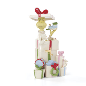 Lenox Grinch Holiday Porcelain Figurine Hand Painted with 24k Gold Accents Festive Collectible Decor Grinch Gets The Gifts Figurine 820460