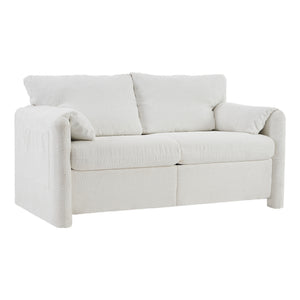 English Elm 003-Modern Loveseat Plush Chenille 2-Seater Sofa, High-Density Foam Cushions, 60" Compact Ivory White for Small Spaces W2636P232358