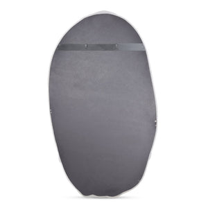 English Elm Foundry Oval Wall Mirror White Aluminum Wood Grain Texture 50 Inch Entryway Accent B2769P498407