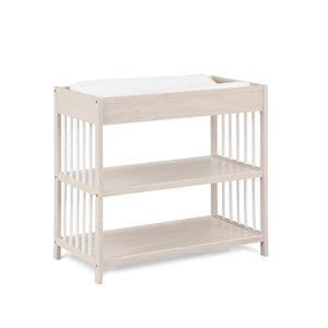 English Elm Pixie Mid-century Nursery Changing Table with Spindle Sides and Open Storage Shelves Natural+White B022P204852