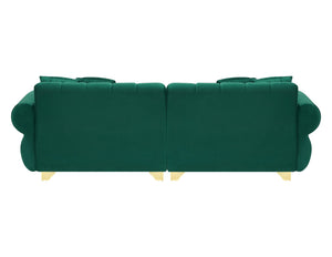 English Elm 89-inch velvet 3-seater sofa with spring cushions, gold metal legs, washable pillowcases, 500lb capacity Green W1658S00154