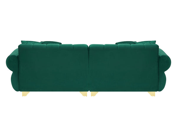 English Elm 89-inch velvet 3-seater sofa with spring cushions, gold metal legs, washable pillowcases, 500lb capacity Green W1658S00154