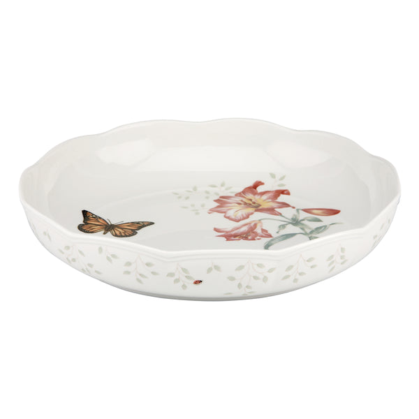 Lenox Butterfly Meadow Porcelain Serving Bowl with Hand-painted Floral and Scalloped Rim 820575