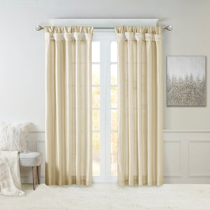 English Elm Twist Emilia Lined Faux Silk Window Curtain Panel 50x108 with Twist Tab Top, Privacy Lining, Sheen Champagne 2.95 L x 9.45 W x 8.66 H B03598090