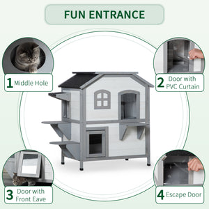 English Elm PawHut Wooden 2-Level Small Animal Habitat for Hamsters Mice Gerbils Guinea Pigs with Ramp and Ventilated Top White W2225P200691