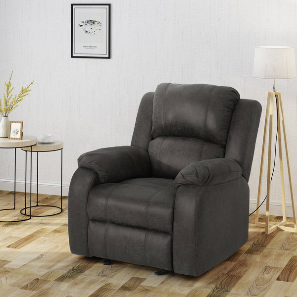English Elm Christopher Knight Home® - Manual Recliner Chair Linen Upholstery, Compact Space-Saving Design with Dual-Angle Lever for Cozy Relaxation Slate 62812.00MFSLAT