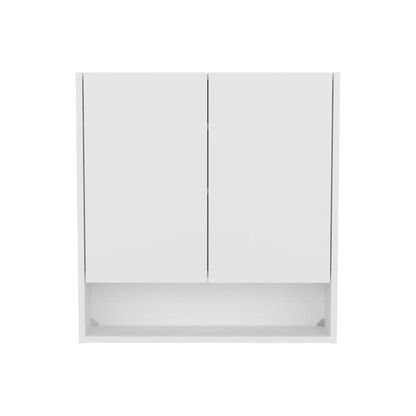 English Elm Double-Door Mirrored Medicine Cabinet with Interior Shelves, Wall-Mounted Kronos White Finish, Sleek Design B200P362003