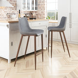 Magnus Barstool - Set of 2 Slate Gray & Walnut 109938 Zuo Modern