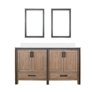 English Elm Rustic Barnwood Double Bath Vanity With Cultured Marble Top & Dual Mirrors For Stylish Storage Solutions B2731S00924-GIGA