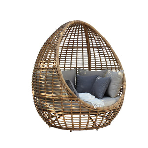 VIG Furniture Renava Cocoon Mini - Outdoor Beige + Wicker Lounge Bed VGAT-RABD-152-MINI