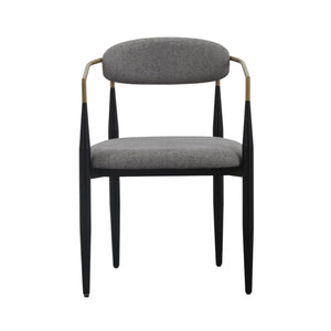 VIG Furniture Modrest Buchtel - Mid-Century Modern Medium Grey + Gold Arm + Black Dining Chair VGDW-J1312-MEDGRY