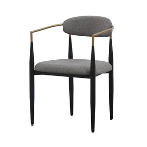 VIG Furniture Modrest Buchtel - Mid-Century Modern Medium Grey + Gold Arm + Black Dining Chair VGDW-J1312-MEDGRY