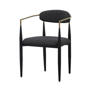 VIG Furniture Modrest Buchtel - Mid-Century Modern Dark Grey + Gold Arm + Black Dining Chair VGDW-J1312-DKGRY