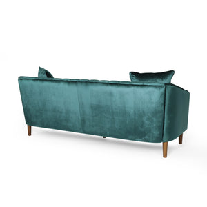 English Elm Christopher Knight Home® - 66957.00Anvltt_66957.00Bnvltt Plush Teal Velvet 3-Seater Sofa With Accent Pillows & Modern Design Style N771P202630F_N771P202511F