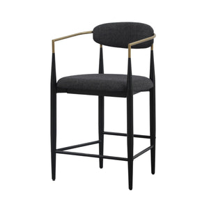 VIG Furniture Modrest Buchtel - Mid-Century Modern Dark Grey + Gold Arm + Black Counter Chair VGDW-J1313-DKGRY