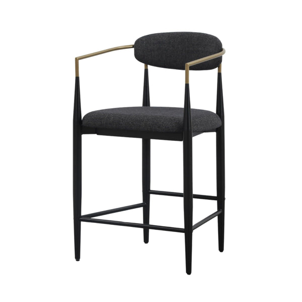 VIG Furniture Modrest Buchtel - Mid-Century Modern Dark Grey + Gold Arm + Black Counter Chair VGDW-J1313-DKGRY