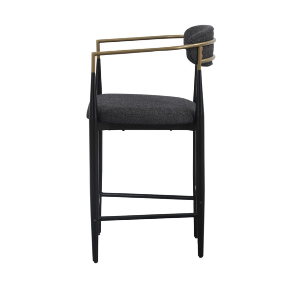 VIG Furniture Modrest Buchtel - Mid-Century Modern Dark Grey + Gold Arm + Black Counter Chair VGDW-J1313-DKGRY
