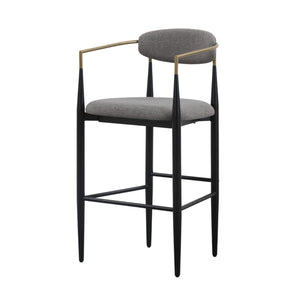 VIG Furniture Modrest Buchtel - Mid-Century Modern Medium Grey + Gold Arm + Black Bar Chair VGDW-J1314-MEDGRY