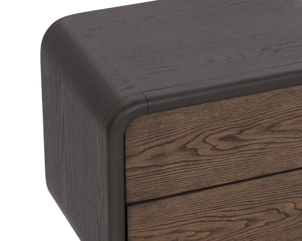 Sunpan KOA Nightstand - Stylish Two-Tone Storage Solution with Oak Drawers & Charcoal Frame for Any Décor 112330